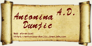Antonina Dunjić vizit kartica